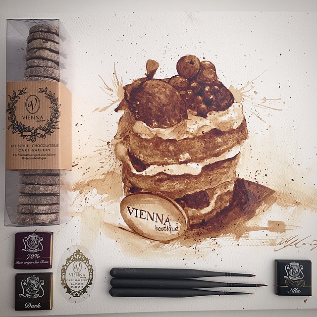 Pâtisserie coffee painting 